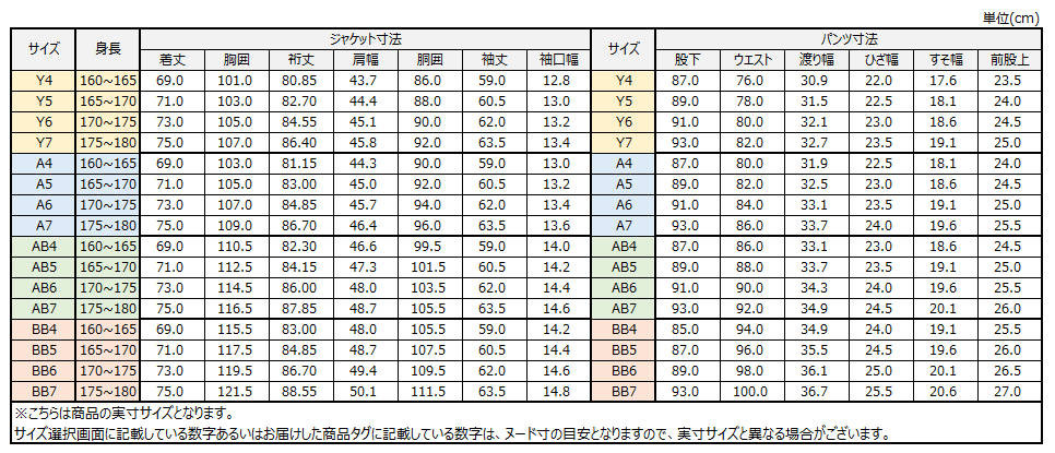 サイズチャート