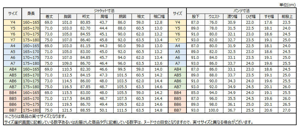 サイズチャート