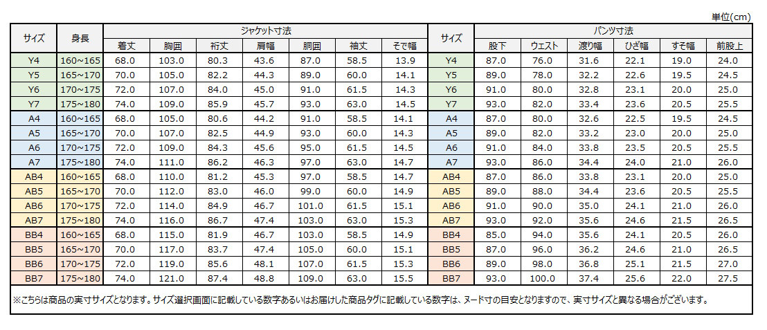 サイズチャート