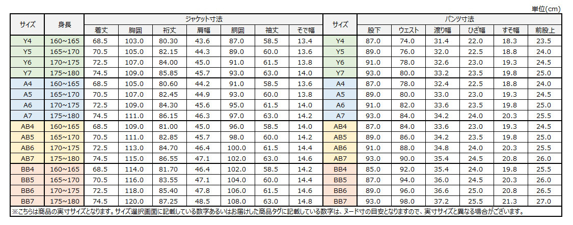 サイズチャート