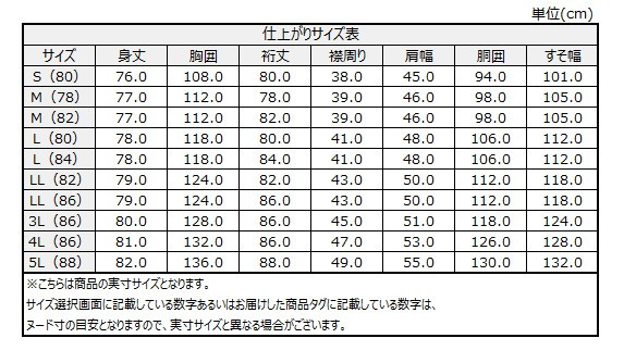 サイズチャート