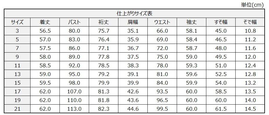 サイズチャート