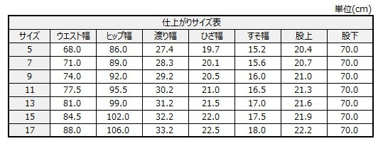 サイズチャート