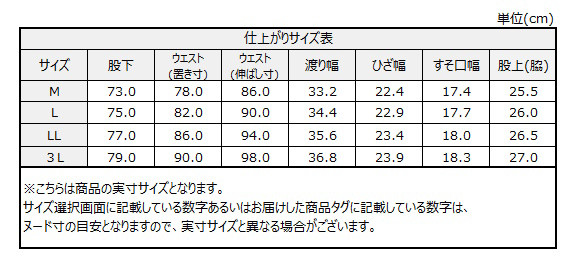 サイズチャート