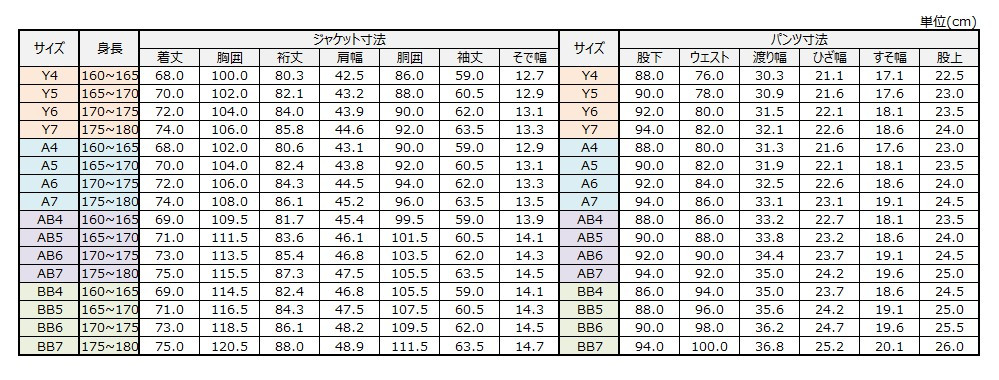 サイズチャート