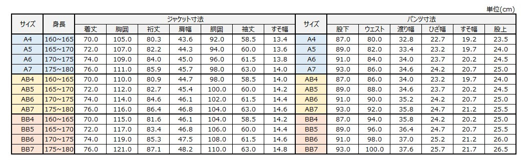 サイズチャート
