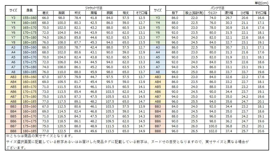 サイズチャート