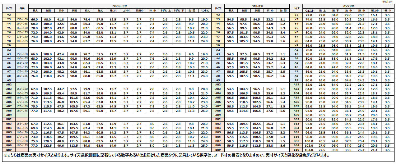 サイズチャート