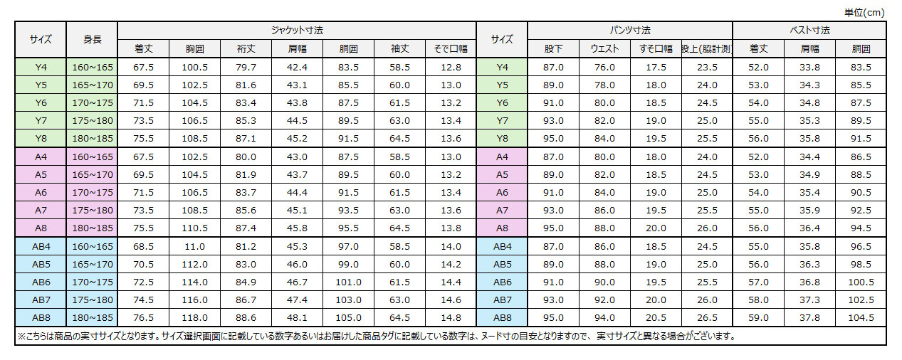 サイズチャート