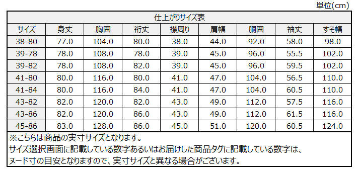 サイズチャート