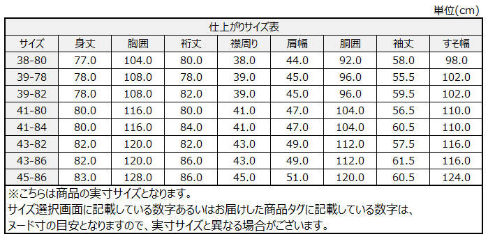 サイズチャート