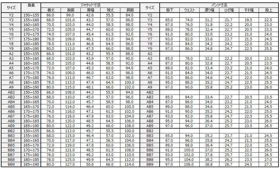サイズチャート