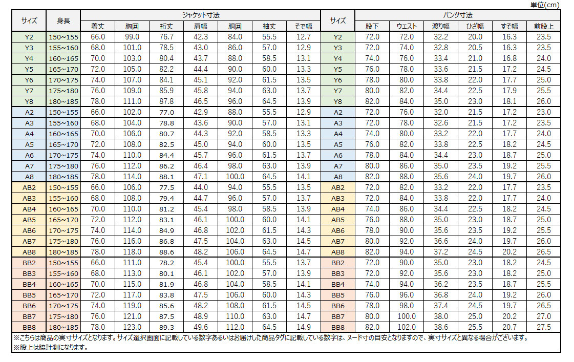サイズチャート