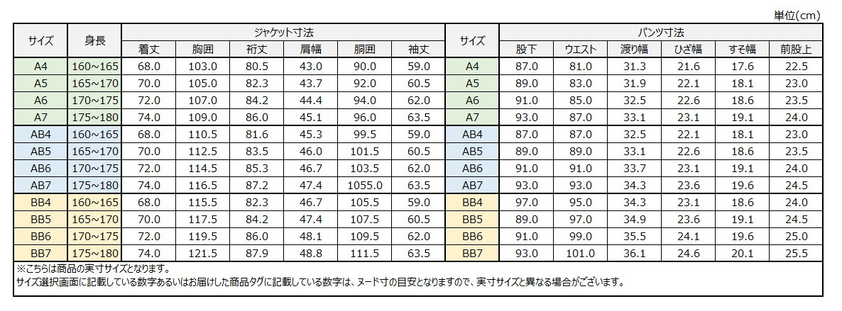 サイズチャート
