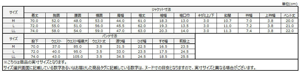 サイズチャート