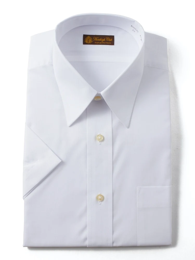 【形態安定】半袖ワイシャツレギュラーハントレークラブ白無地春夏