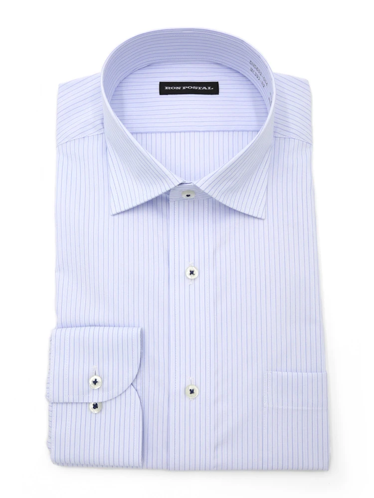 【形態安定】長袖ワイシャツセミワイドイージーケアストライプRONPOSTAL通年