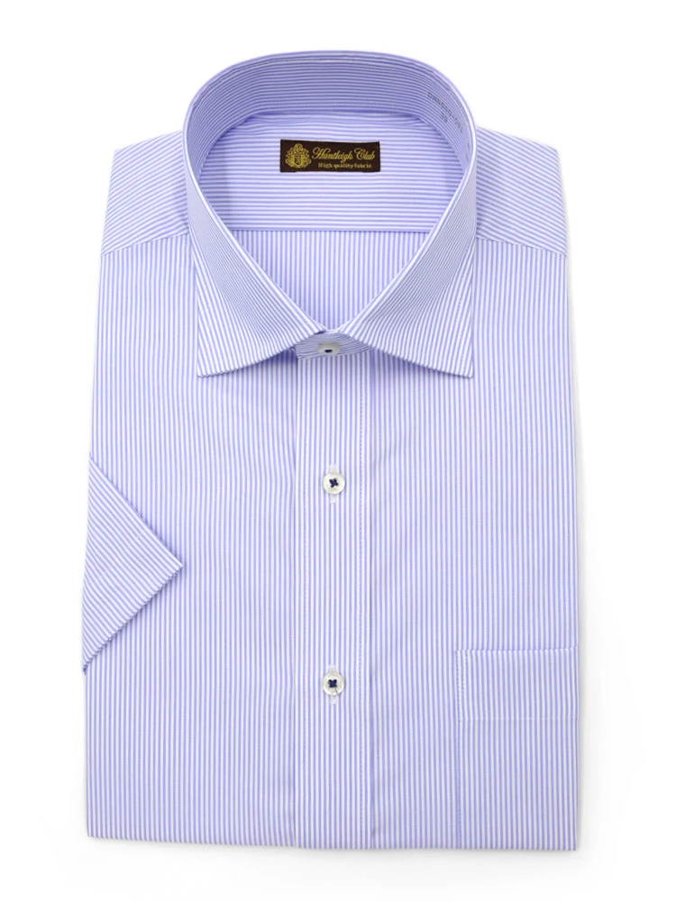 【形態安定】半袖ワイシャツセミワイド柄物ハントレークラブ春夏