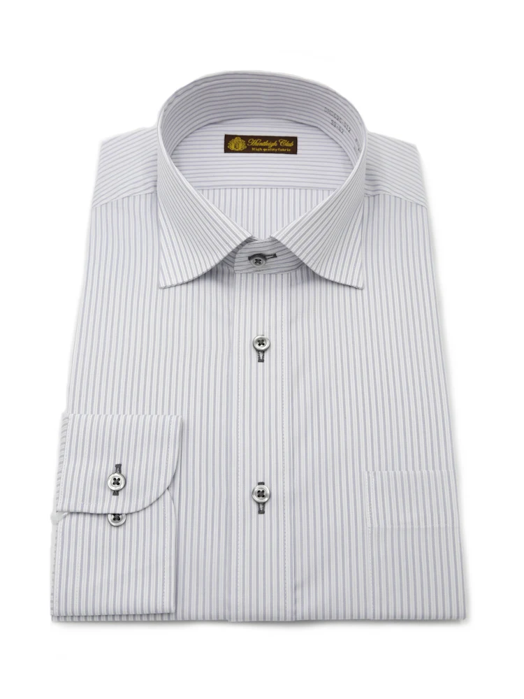 【形態安定】長袖ワイシャツセミワイド色柄ハントレークラブ通年