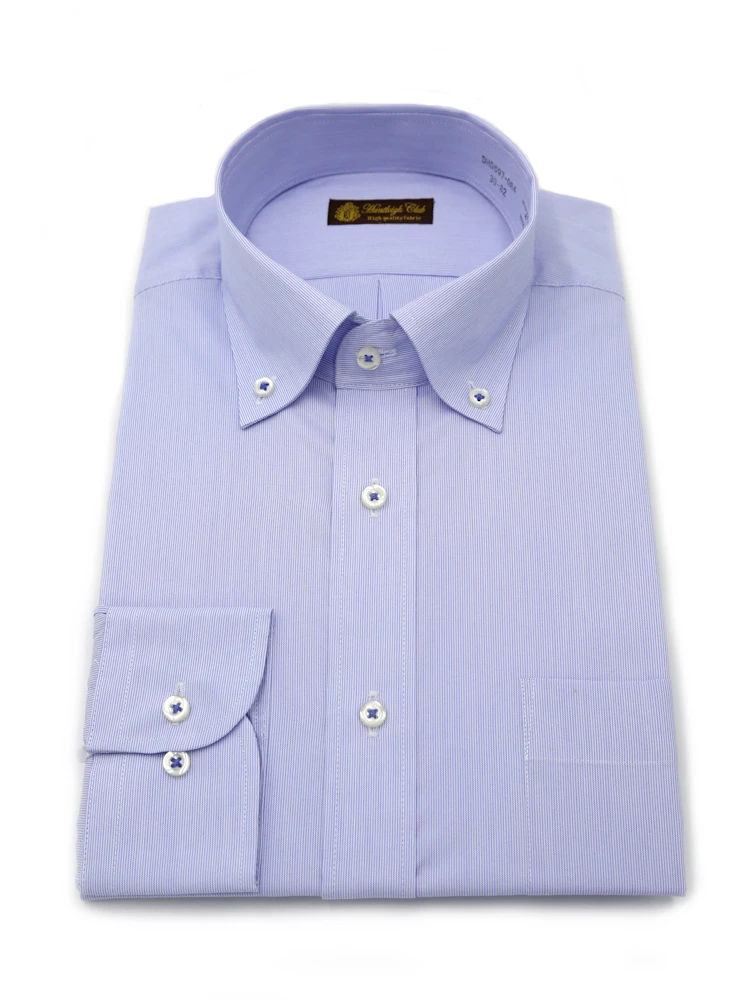 【形態安定】長袖ワイシャツボタンダウン色柄ハントレークラブ通年