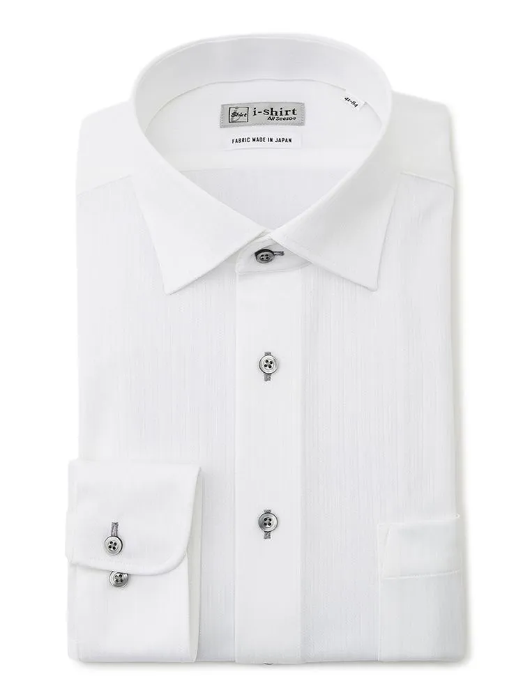 【形態安定】アイシャツ長袖ワイシャツワイドストライプi-shirt通年