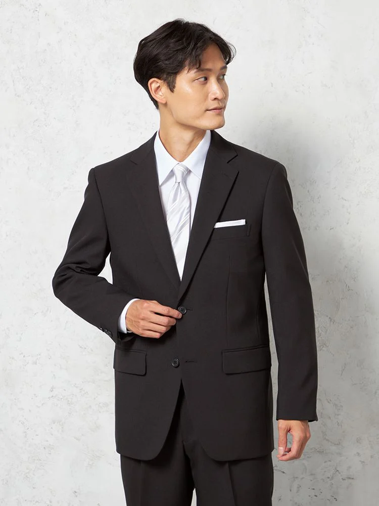 【即納】【お直し不要】フォーマル2つボタン【WEB限定】ウエスト・裾サイズ調整可能上下ウォッシャブル黒無地通年礼服