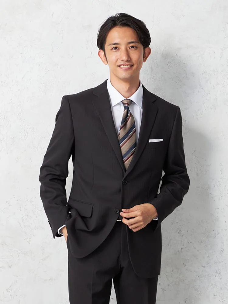 【即納】【WEB限定】スーツ2つボタンシャドウストライプ上下ウォッシャブル3シーズン対応