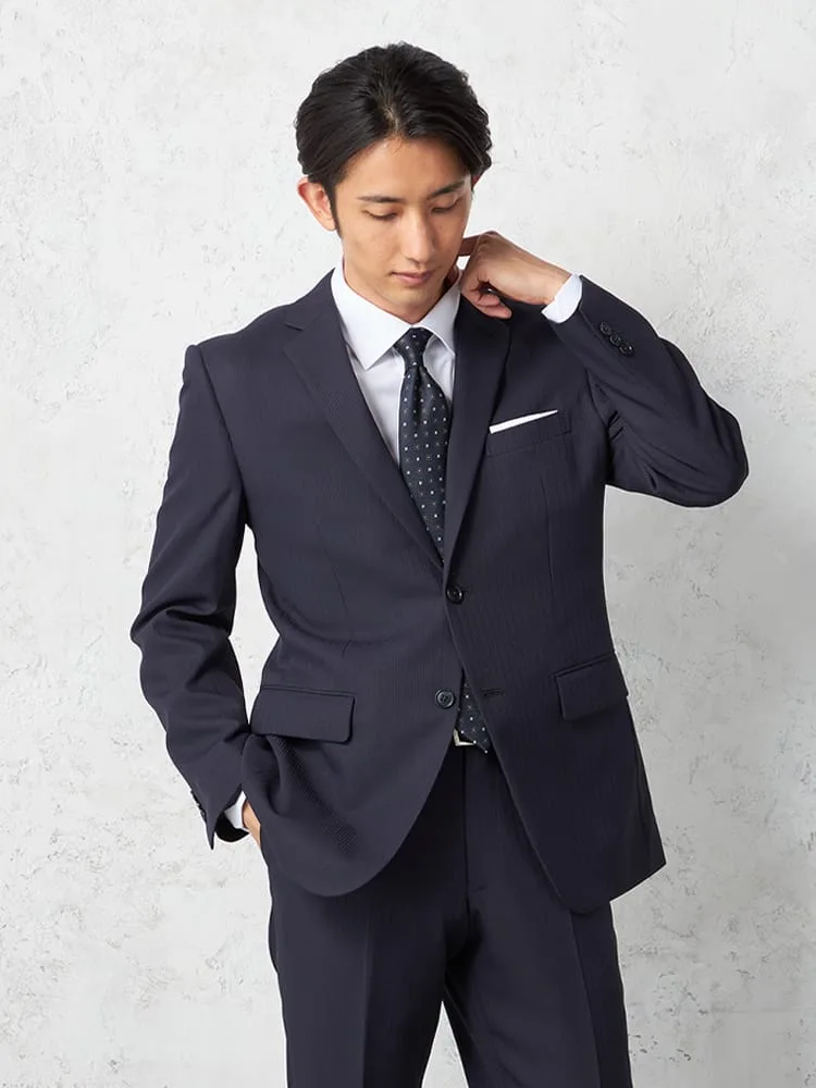 【即納】【WEB限定】スーツ2つボタンシャドウストライプ上下ウォッシャブル3シーズン対応