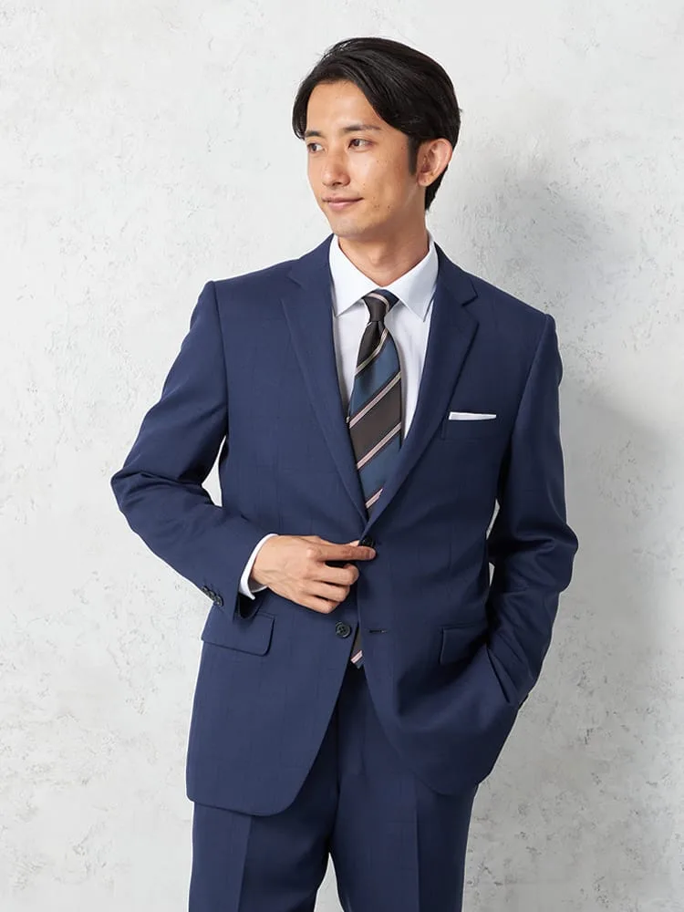 【即納】【WEB限定】スーツ2つボタンウインドペン上下ウォッシャブル3シーズン対応