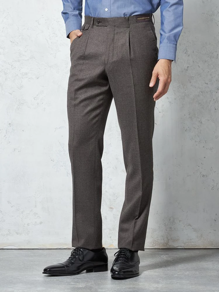 【ウール100％】パンツワンタックカノニコスラックス無地S＆MBLUELABEL秋冬