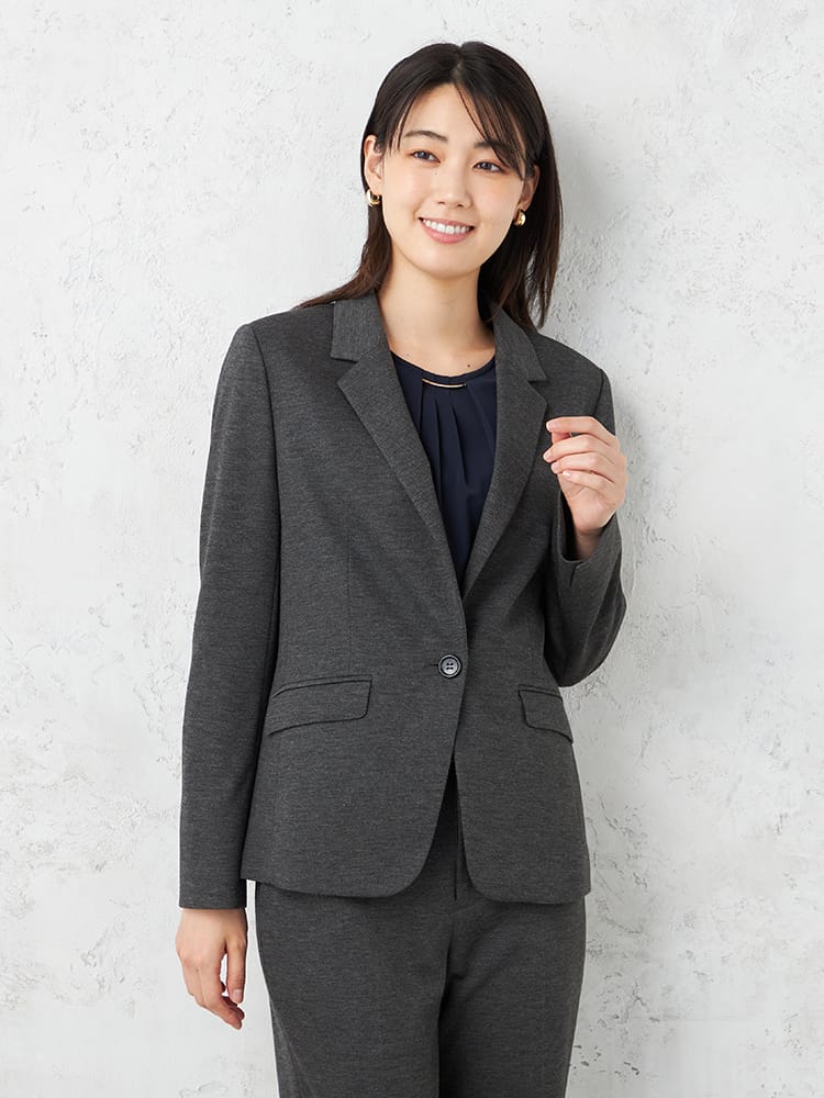 【SOFFICE】2WAYニットカルゼテーラー1ボタンジャケット無地ストレッチ秋冬【レディース】