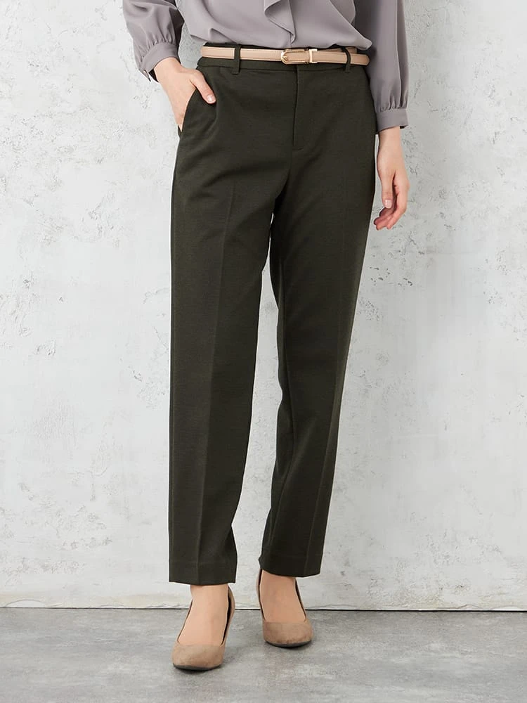 【SOFFICE】2WAYニットカルゼテーパードパンツ無地ストレッチ秋冬【レディース】