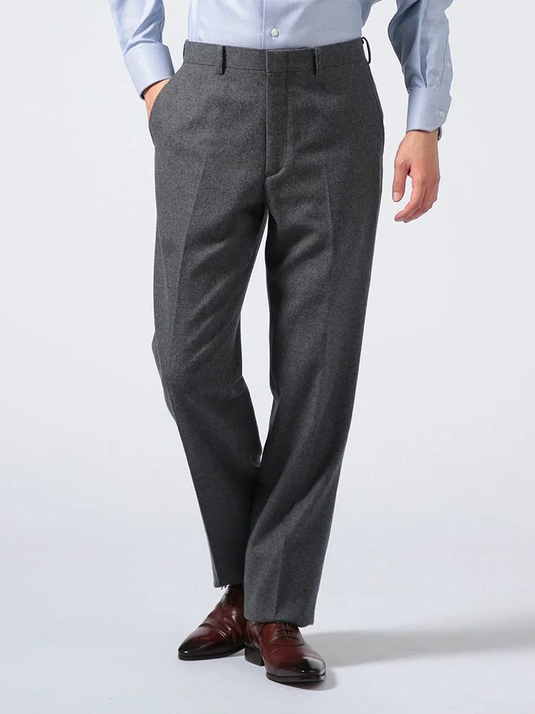 【ウール混】パンツノータック暖かい紡毛系スラックス無地リージェントハウス