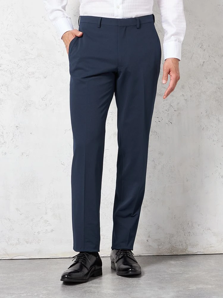 【ウォッシャブル】パンツスラックスノータック【i-Pants-アイパンツ-】カルキュロニットストレッチバーズアイnero【スリムデザイン】