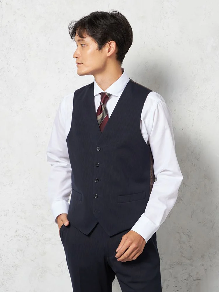 【リバーシブル】ベストネイビー/ブルーシャドウストライプリッケンバッカー通年【定番】