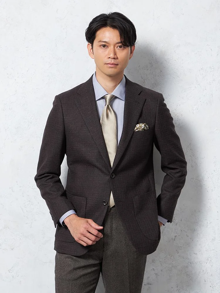 【ウール混】ジャケット2つボタンイタリアマルラーネ社生地無地S＆MBLUELABEL秋冬