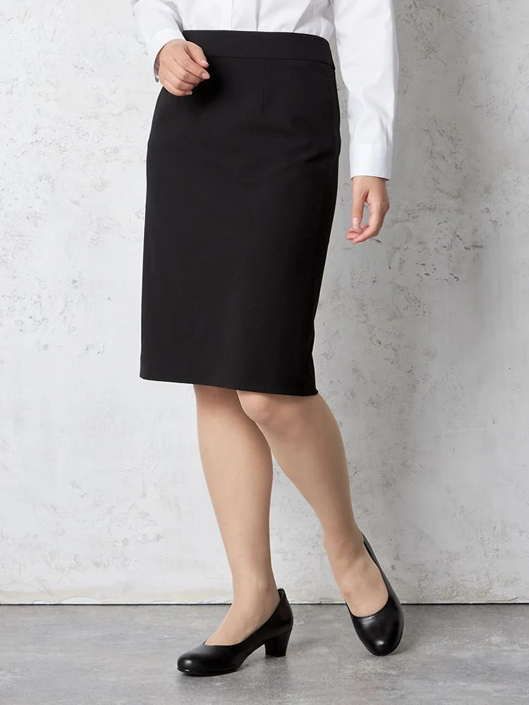 【ウォッシャブル】スカートタイトストレッチ黒無地S＆MKnightsbridge通年【レディース】