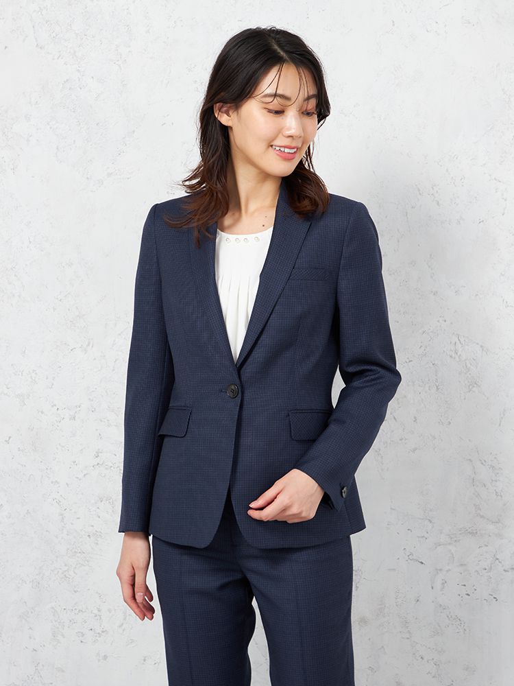 【ウール100％】ジャケット1つボタン【REDA】ネイビー無地STOVEL＆MASON通年【レディース】