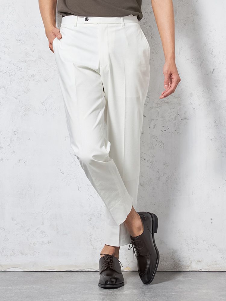 【KATHARINEEHAMNETT-キャサリン・イー・ハムネット-】スーパーストレッチパンツチノパンウォッシャブルホワイト無地