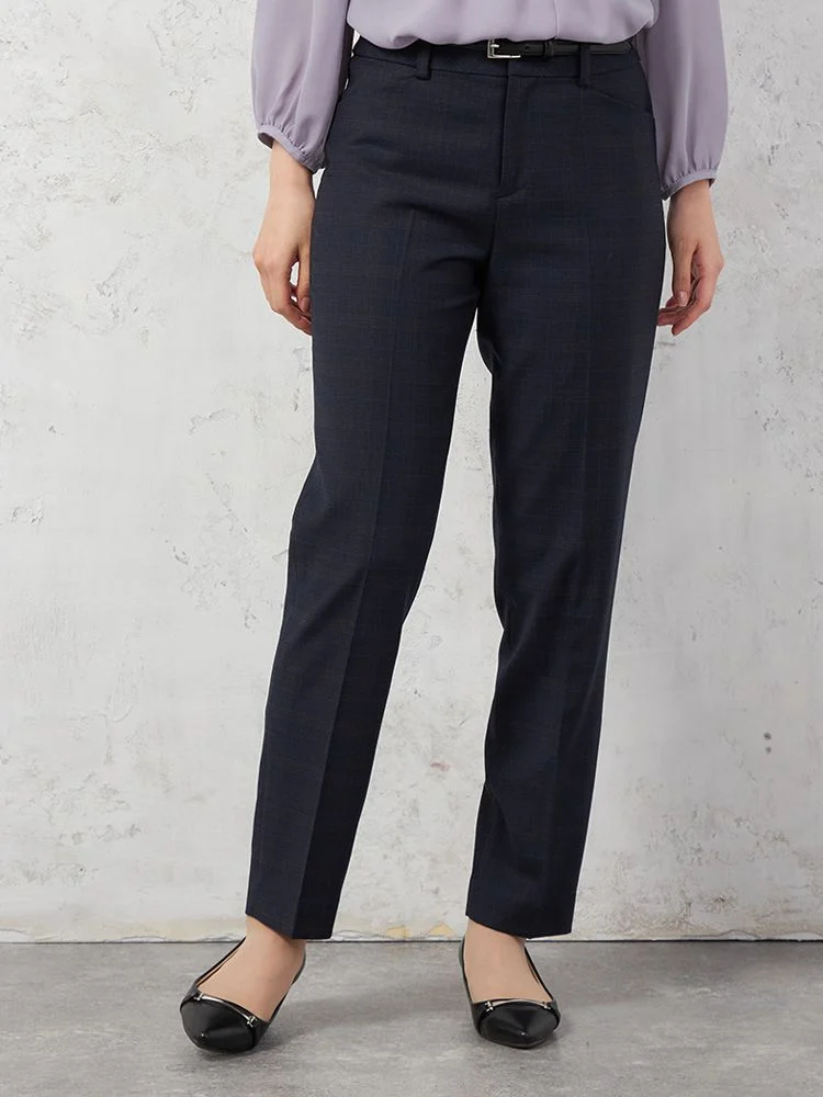 【働ラク肩ラクスーツ】ウール混テーパードパンツウォッシャブルストレッチS＆MWHITE秋冬【レディース】