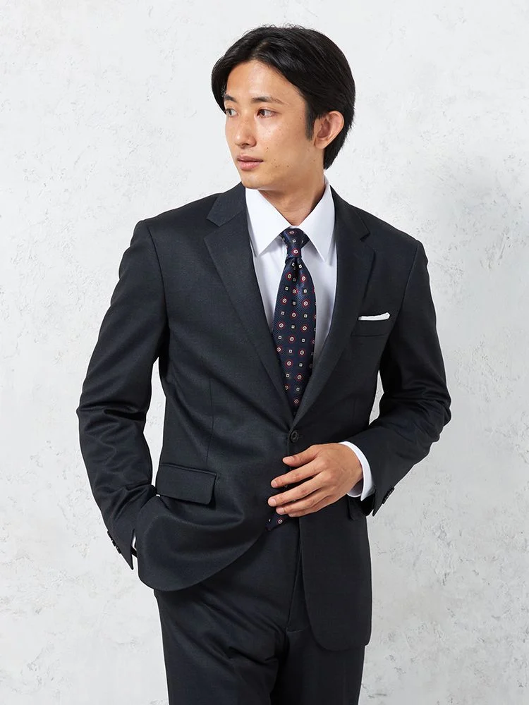 【上下ウォッシャブル】スーツ2つボタン抗ピリング加工ストレッチウインドペンネイビー【i-Suit-アイスーツ-】秋冬