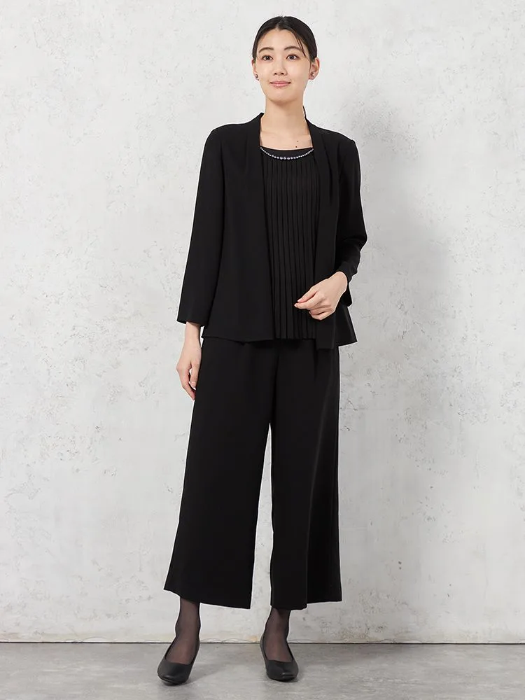 【ウォッシャブル】軽量フォーマルパール取り外しブラウスパンツセットSOFFICE通年礼服【レディース】
