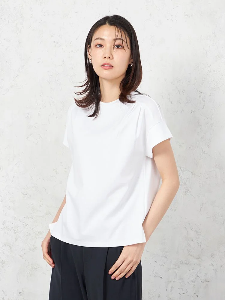 【INDIVI】ウォッシャブルジャージフレンチスリーブカットソー無地【レディース】