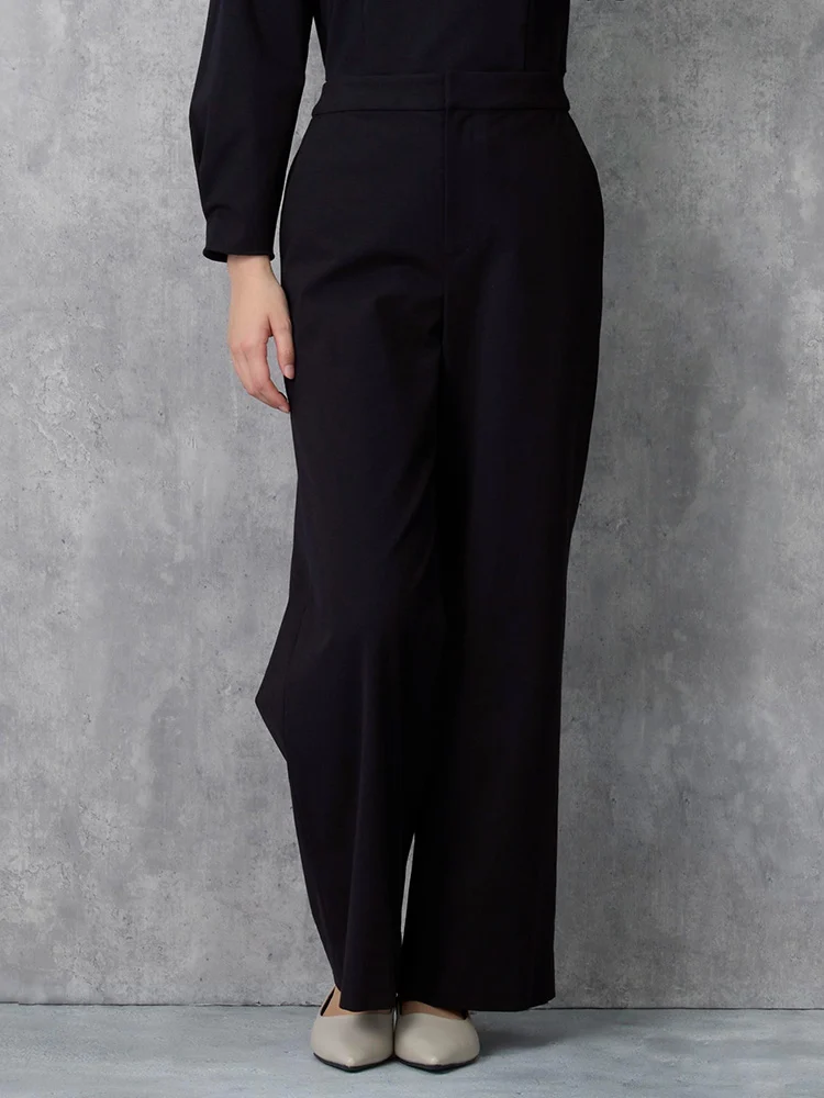 【INDIVI】キャリーマンジャージワイドパンツストレッチ通年【レディース】