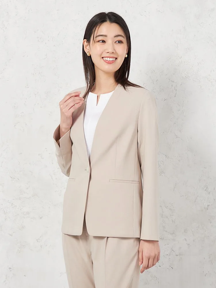 【INDIVI】キャリーマンストレッチノーカラージャケット軽量ウォッシャブル春夏【レディース】