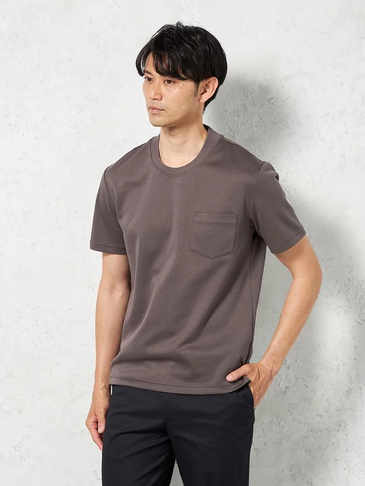 【吸湿冷感】完全ノーアイロン半袖アイTシャツスロープネック無地i-shirt春夏