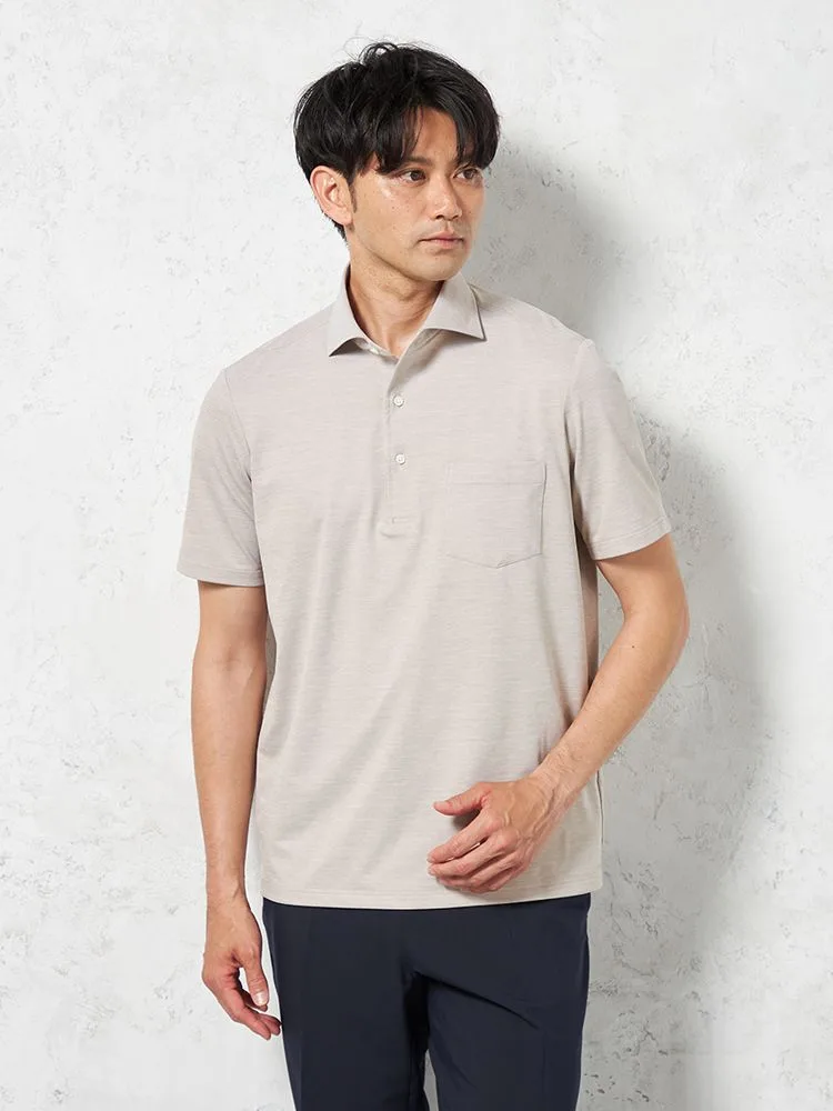 【吸湿冷感】完全ノーアイロン半袖アイポロシャツカッタウェイ無地i-shirt春夏