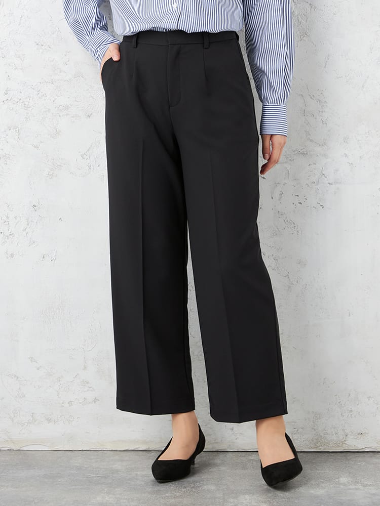 【ウォッシャブル】万能ブラックパンツストレートパンツウォッシャブル通年【レディース】