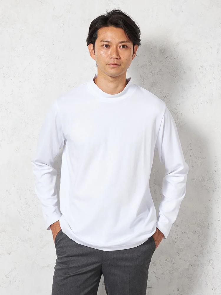 【抗菌防臭】シルケットスムースモックネックTシャツカジュアルインナー無地gim通年