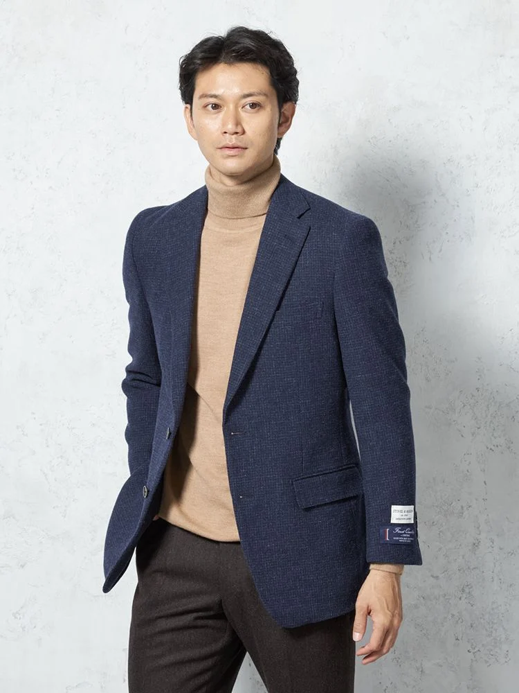 【ウール100％】ジャケット2つボタン尾州素材小柄STOVEL＆MASON秋冬